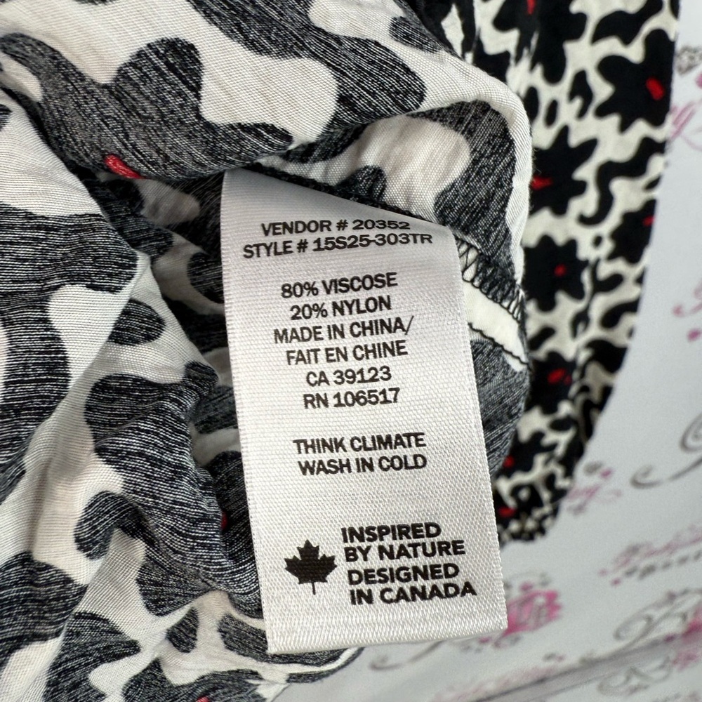 Northern Reflections long sleeve abstract, floral Black and White Floral Blouse - Picture 11 of 13